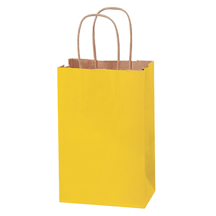 5 <span class='fraction'>1/2</span> x 3 <span class='fraction'>1/4</span> x 8 <span class='fraction'>3/8</span>" Yellow Tinted Shopping Bags