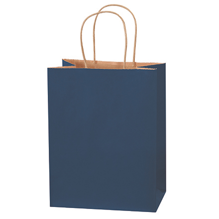 8 x 4 <span class='fraction'>1/2</span> x 10 <span class='fraction'>1/4</span>" Navy Tinted Shopping Bags